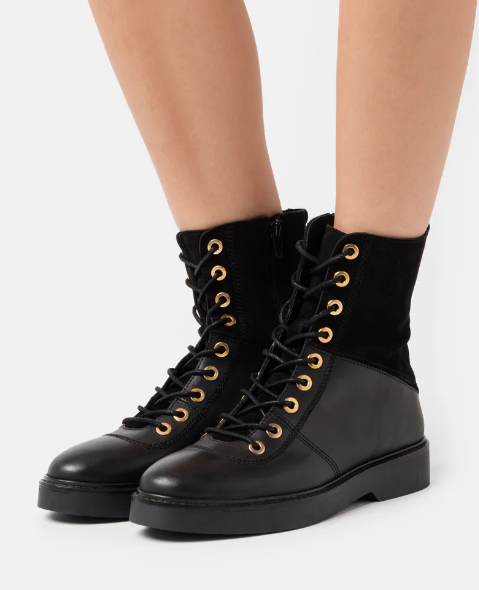 Black Suede Lace Up HIgh Top Sneakers Combat Boots Shoes