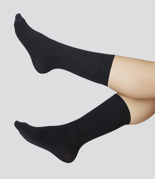 INGRID Black Socks, Black Semi Opaque Socks