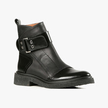 Load image into Gallery viewer, Black Leather ankle boot with silver buckle