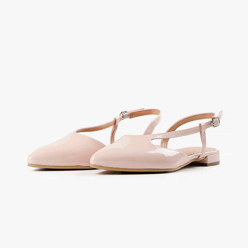 Light pink slingback flats with pointed toe