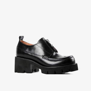 Black Platform Oxford Shoes with Zip