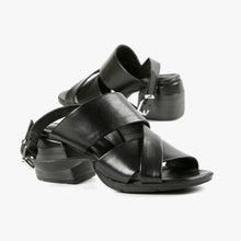 Load image into Gallery viewer, Black Criss Cross Sandals with Ankle Strap