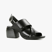 Load image into Gallery viewer, Wide strap Black sandal with ankle strap and block heel