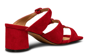Red Suede Block Heel Sandal