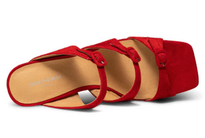Square Toe Red Suede Sandal
