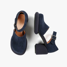 Load image into Gallery viewer, Chunky Platform Navy Suede Mary Jane Shoes