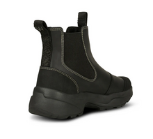 Load image into Gallery viewer, Black waterproof boots with black sole back view