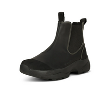 Load image into Gallery viewer, Black waterproof boots with black sole front view