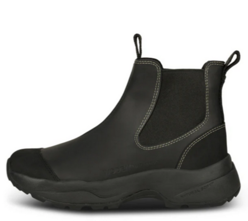 Black waterproof boots with black sole