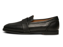 Load image into Gallery viewer, Black Leather Saddle Loafer