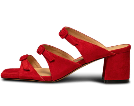 Red fashion suede block heel sandals