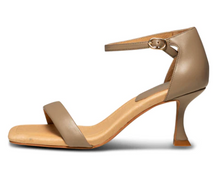 Load image into Gallery viewer, Taupe Leather Heeled Sandal