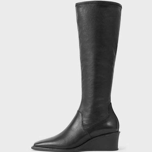 black knee high stretch boot