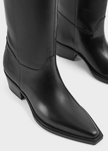 Load image into Gallery viewer, close up of black pointed boots