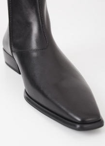 Square Pointy Toe Black Boots