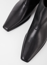 Load image into Gallery viewer, Close up of pointy toe black ankle boots