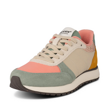 Load image into Gallery viewer, front view of multi colored sneaker in pink green yellow and beige