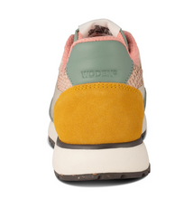 Load image into Gallery viewer, back view of sneaker in yellow and sage green