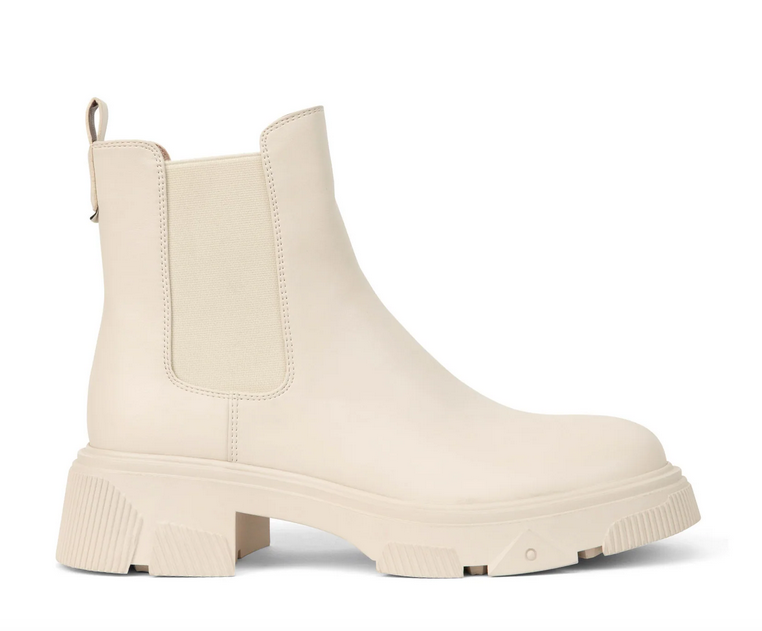 TAYLA Off-White Vegan Chelsea Boots | Cream Vegan Chelsea Boots