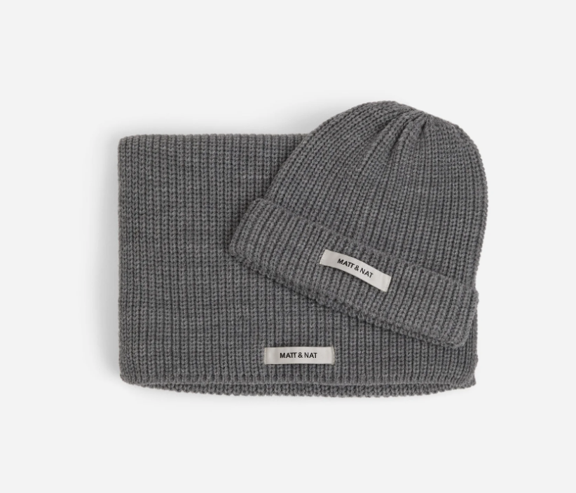 grey hat and scarf set