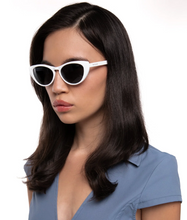 Load image into Gallery viewer, woman wearing white cat eye sunglasses