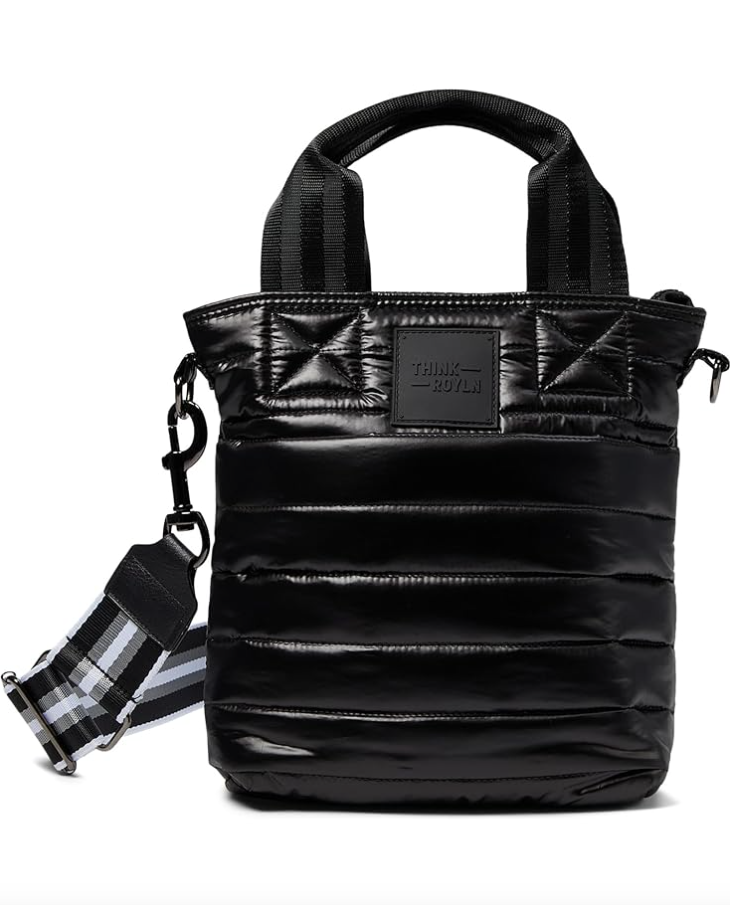 Black Shiny Bag with short handle & long strap