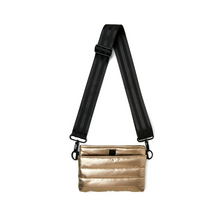 Load image into Gallery viewer, Gold quilted nylon crossbody handbag