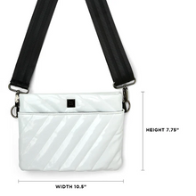 Load image into Gallery viewer, Dimensions of white crossbody bag