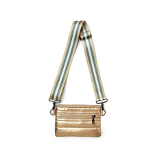 Load image into Gallery viewer, Gold crossbody with striped strap