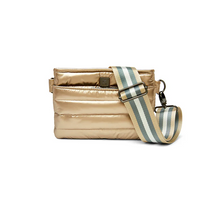 Load image into Gallery viewer, Gold nylon crossbody handbag