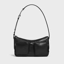 Load image into Gallery viewer, Black handbag with two front pockets