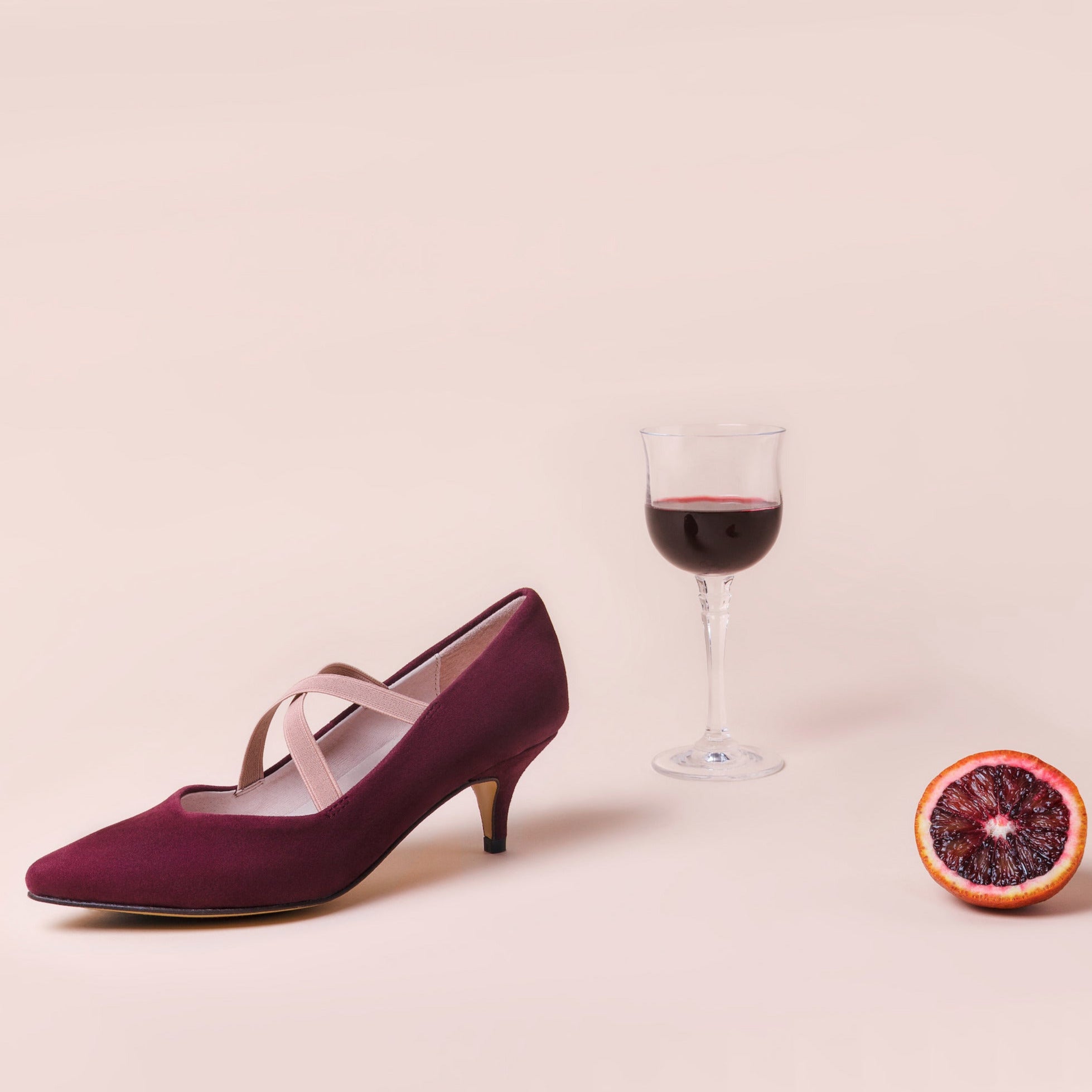 CHIANTI Burgundy Suede Kitten Heels