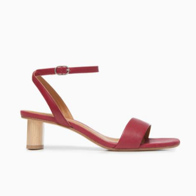 Red Leather Ankle Strap Sandal