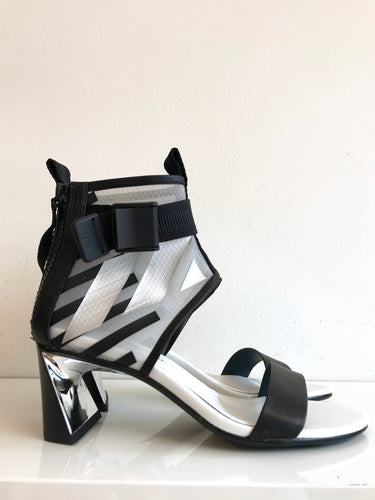 Black and White Mesh Heels