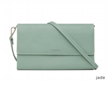 Load image into Gallery viewer, Pale green vegan leather crossbody bag and clutch