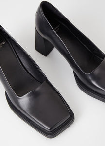 EDWINA Black Leather Pumps